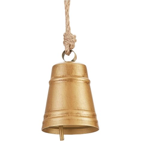 Cloche De Noël - Cloche À Vache En Fer - Décoration Intérieure Et Extérieure - Finition Vieillie - Avec Corde En Jute - Lot De 1 (1/5)