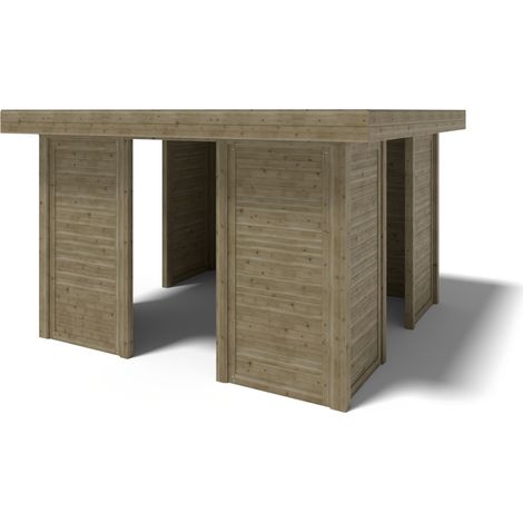 Gazebo da giardino in legno pergola 4.04x4.04 m con pannell - Impregnata - ALT133 (1/5)