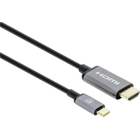 Manhattan USB-Kabel  HDMI 2.0 HDMI-A Stecker, USB-C® Stecker 2.00 m Schwarz  153607
