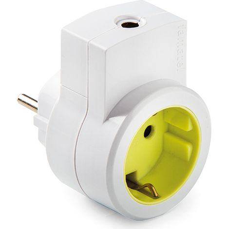 Adaptateur 1 Prise 2 Broches Schuko Et Câble De Sortie 16 à 250 V Blanc, Blister