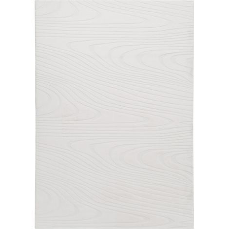 Alfombra de pelo de conejo sintético peluda motivo vetas 160 x 230 cm blanco crema Ontake (1/5)