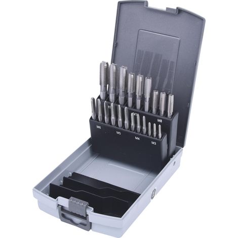 KS Tools HSS CO Handgewindebohrer-Satz M, Kunststoffkassette 21-tlg.M3-M12 (1/4)