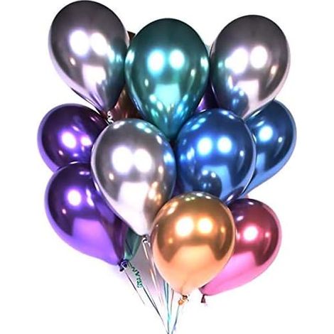 Ballons de fête, 60 ballons en latex métallisés de couleurs assorties, ballons d'anniversaire à l'hélium