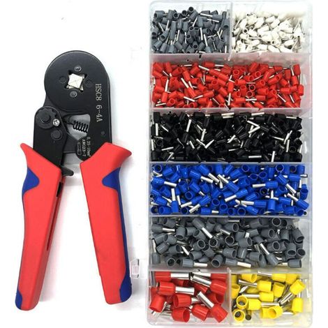 Self-Adjusting Ratcheting River Pliers Kit with 800 Pieces of Cable Ferrules and Connectors