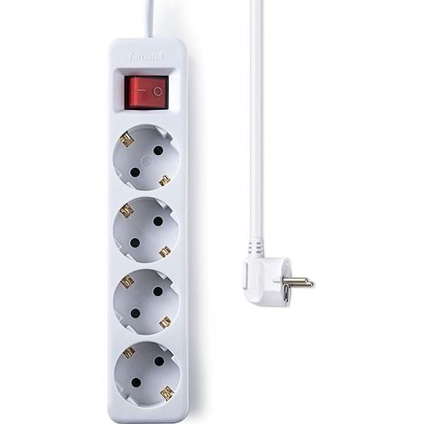 Base de enchufe 4 tomas con interruptor 1.5 M Blanco (1/4)