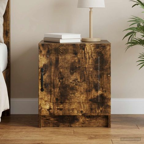 Table de chevet avec rangement en bois d’ingénierie, chêne fumé, 43 x 34,5 x 47 cm, 9.4kg - PANGIVO (1/5)