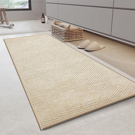 Microfibre Bathroom Mat 70 x 120 cm Beige (1/5)