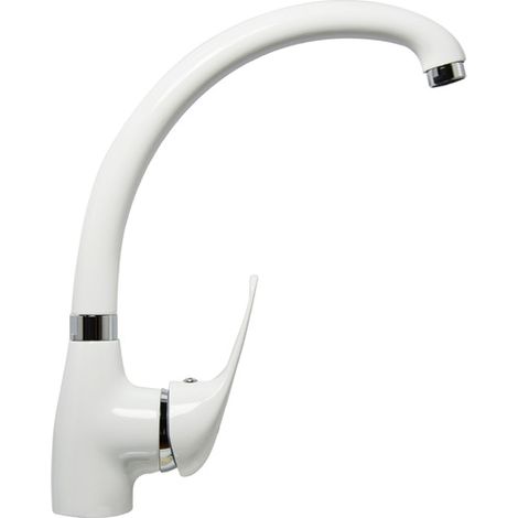 Grifo monomando Colombia en color blanco brillo, 29,5 cm(alto) 18,3 cm(alto) (1/2)