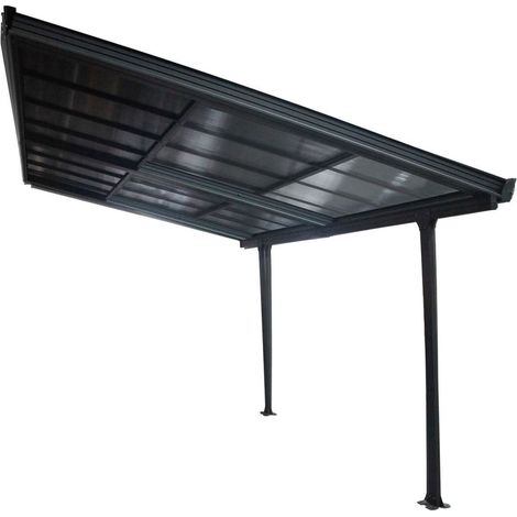 Habrita – Toit terrasse aluminium gris anthracite 12,04 m² – Toit amovible avec panneaux polycarbonate 6 mm – Protection contre soleil et intempéries (1/5)