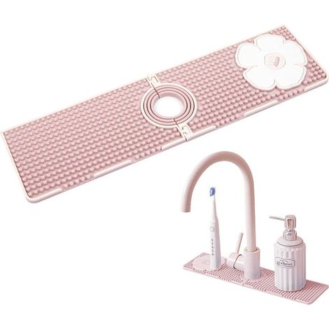 1 unidad de 38 x 10 x 0,8 cm Alfombrilla de drenaje, alfombrilla de silicona para grifo, alfombrilla para fregadero de cocina para salpicaduras (1/5)