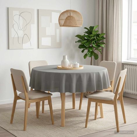 vidaXL Tissu de Table Rond Gris clair Ø 160 cm Polyester (1/5)