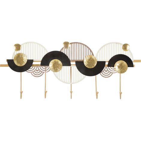 Patère Mural Déco "Art" 73cm Or & Noir