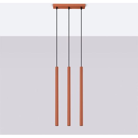 Lámpara colgante Vacu rojo, 3 luces (1/5)