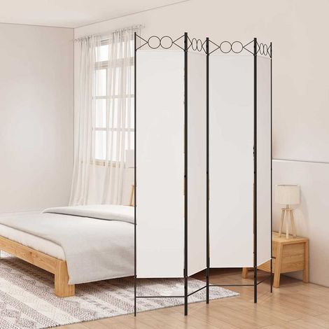 Cloison de séparation 4 panneaux-Paravent-Séparateur de pièce Blanc 160x220 cm Tissu (1/5)