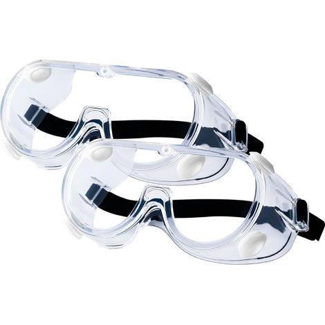 Lunettes de Sécurité,2 Paires Lunettes de Protection Transparentes, Lunettes Anti buée,Lunettes Protection Latérale,Lunette de Protection Travail,Lunettes UV Protection,pour Bricolage,Travaux (1/5)
