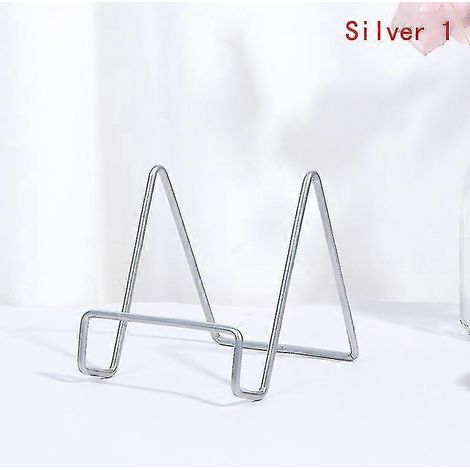Eisen-Kunst-Präsentationsständer Geschirrständer Teller Schüssel Bilderrahmen Buchhalter Heimdekoration-S-Silver 1