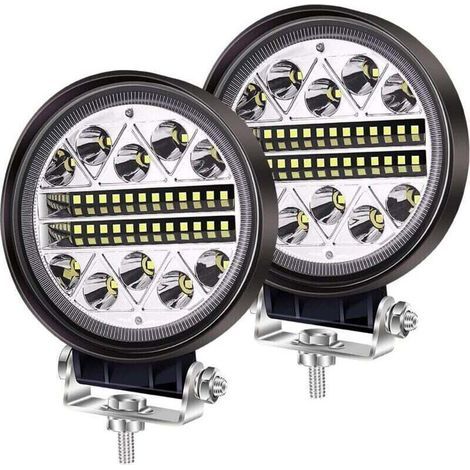 102W LED Travail lumière Offroad Conduite antibrouillards, 2PCS Rondes LED Pods Spot Flood Combo Lights 12V 24V Feux auxiliaires pour Camion Tracteur Voiture 4x4 ATV UTV SUV Bateau (1/5)
