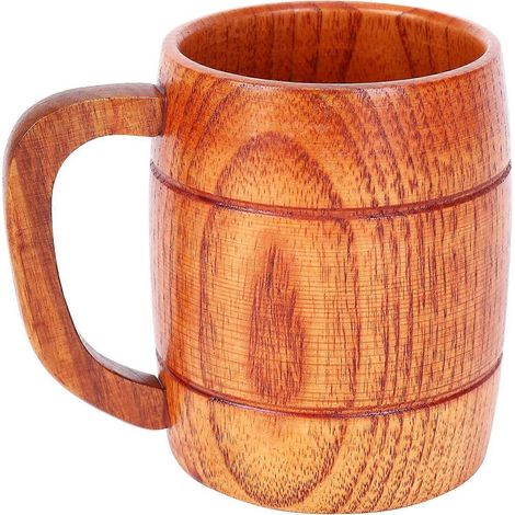 Chopes à bière en bois naturel style classique 400 ml, idéales pour les fêtes, cadeaux originaux et écologiques (1/5)