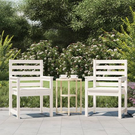 Chaises/Fauteuils de jardin 2 pcs blanc 60x48x91 cm bois massif de pin -TF53458 (1/5)