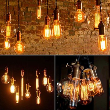 4 pièces Edison Douille Vintage E27 Adaptateur De Lampe avec interrupteur Rétro Vintage Lustre Sans Fil Noir (1/4)