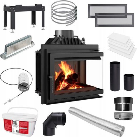 Kamineinsatz Gusseisen KRATKI SIMPLE rechts 8 kW Ø 200 Set (1/5)
