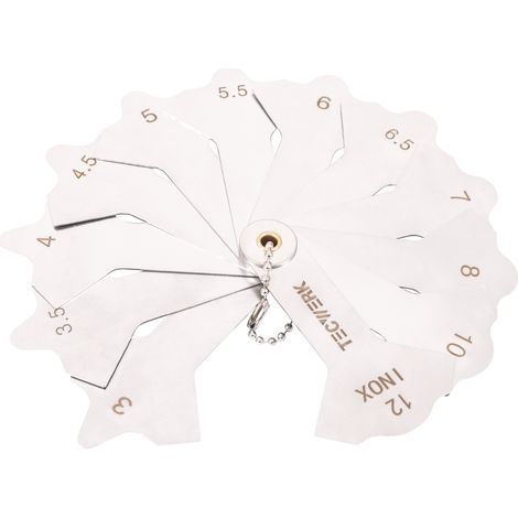Galga de abanico para cordones de soldadura Rango de medición 3-12mm con 12 hojas TECWERK (1/3)