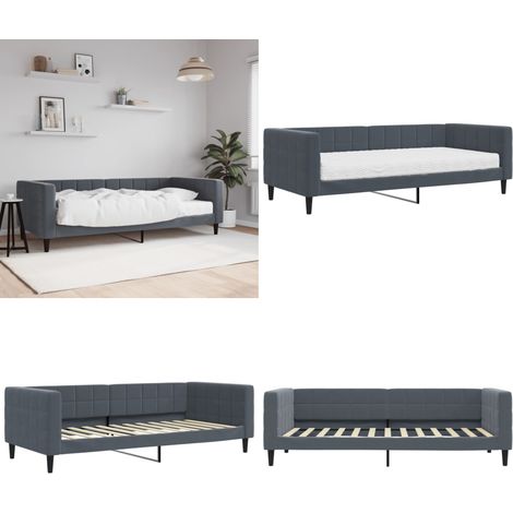 vidaXL Tagesbett mit Matratze Dunkelgrau 90x200 cm Samt (1/5)