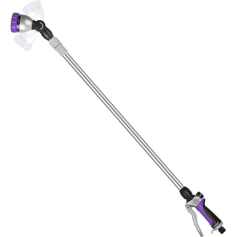Baguette d'arrosage en métal de 91 à 152 cm, long tube télescopique, tête à cliquet réglable à 180°, 7 modes de pulvérisation, contrôle du débit, pulvérisateur de tuyau d'arrosage pour paniers (1/5)
