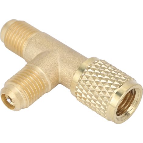 Raccord rapide en T avec obus de valve en laiton 1/4 po SAE, structure robuste pour R22, R12 et R134 (1/5)