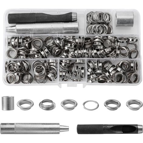 150 Sets Trousse Oillets 10mm Kit Grommets Oeillets en Métal avec 3 Outils Œiillets en Métal Œiillet Couture, œillets de Couture 10mm, Ensembles Oeillets, pour Toile, Chaussures, Vêtements (1/5)