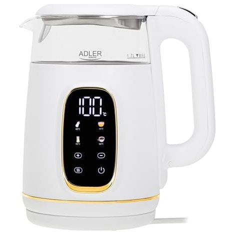 ADLER BOUILLOIRE ELECTRIQUE AVEC TEMPERATURE REGLABLE - 1,7L - ÉCRAN LED ET PANNEAU TACTILE - 5 PROGRAMMES DE TEMPÉRATURE - FONC