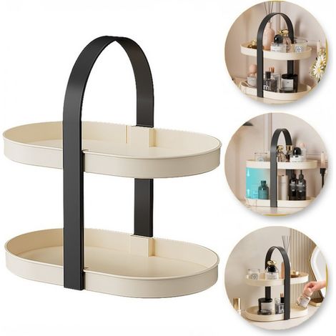 Esclusivo scaffale a 2 livelli per riporre e mostrare oggetti sul piano del bagno, stile estetico CB57 (1/5)