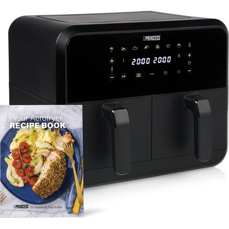 Friggitrice ad aria Princess a doppio cestello 8L Nera 2400W (1/5)
