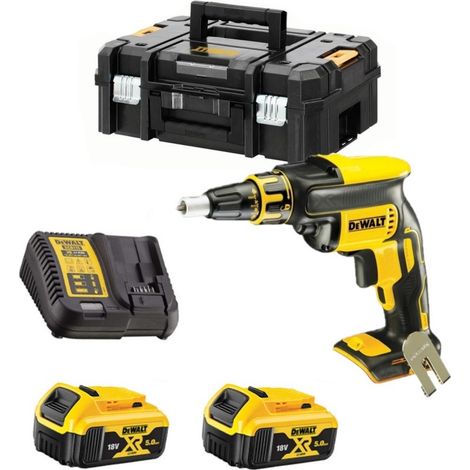 Dewalt – Visseuse à plaques de plâtre 18V DCF620P2T avec 2 batteries 5.0Ah – Moteur sans charbon pour espaces confinés – Coffret TSTAK - DCF620P2T-QW