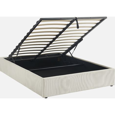 Cama con somier abatible y cabecero 140x190cm, acabado en pana fina