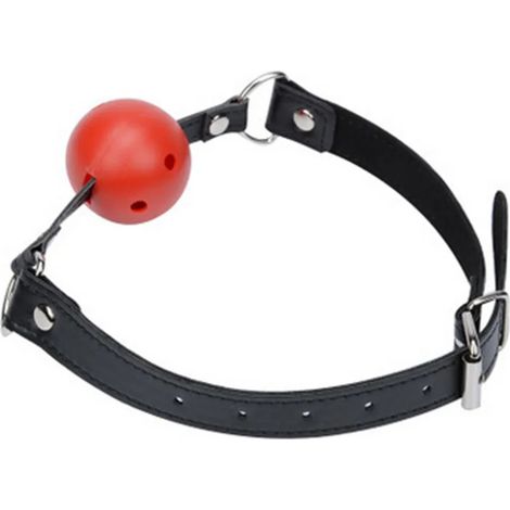 Offener atmungsaktiver Mundball mit verstellbaren Trägern, rot