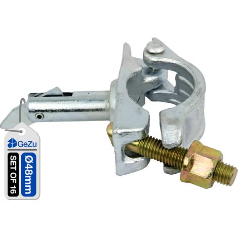 Lot de 16 Coupleurs d’échafaudage galvanisés à chaud 48 x 48 mm – Serre-joints robustes pour tuyaux acier construction – GeZu Impex