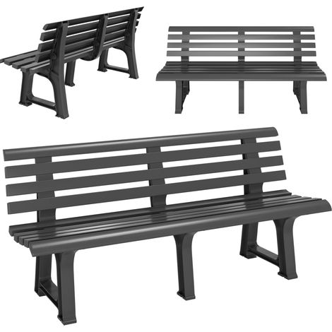 CASARIA® Orchidea Garden Bench 3 Seater Durable Plastic Outdoor Furniture Perfect for Garden Patio Deck or Balcony Weather-Resistant 145 cm Green Grey White Anthracite (1/5)