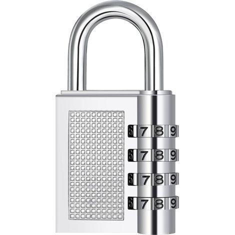 Cadenas à combinaison à 4 chiffres pour casiers scolaires, clôtures et boîtes à outils (argent) (1/4)