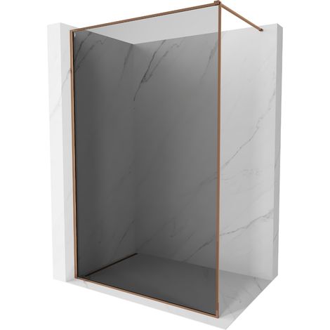 Mexen Kioto-F cloison de douche Walk-in avec cadre 130 x 202 cm, graphite 8 mm, or rose - 800-130-104-60-40 (1/5)