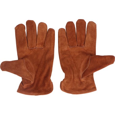 Gants De Travail En Cuir De Vache - Résistants À La Chaleur Et Aux Flammes - Pour Forge Soudure Jardinage Construction Barbecue - Taille L - 1 Paire (1/5)