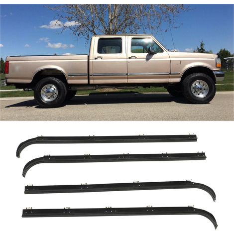 Kit de 4 joints d'étanchéité pour portes et fenêtres, compatible avec Ford F-150, F-250, F-350 1987-1997 E7TZ1521452A, E7TZ1521453A, F2TZ1521456A, F2TZ1521457A (MW-1003-BK) (1/5)