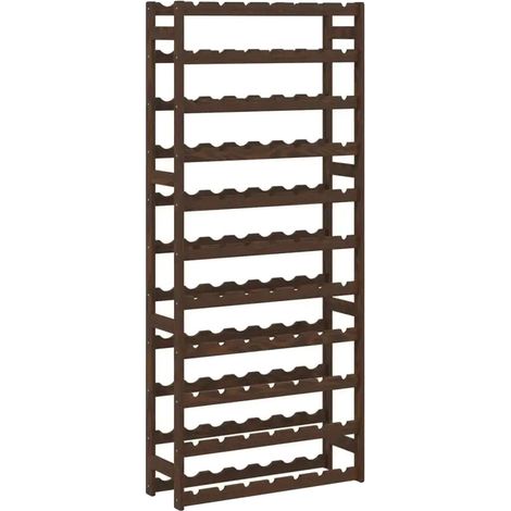 Porte-bouteilles, Bois de pin massif, Design moderne, Kaki Foncé (1/2)