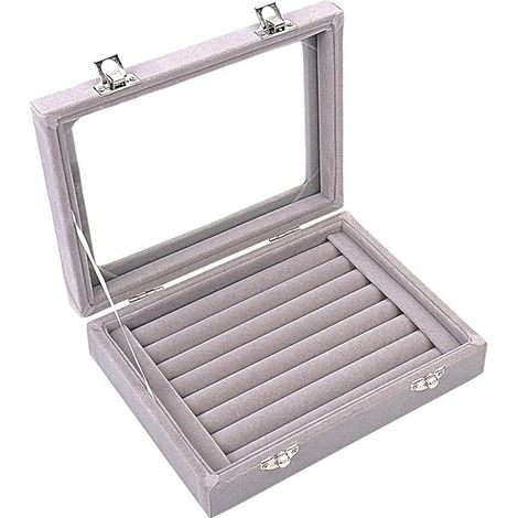 Bijoux Boîte de Rangement Présentoir Tenez Jusqu'à 48 Anneaux - (1/5)