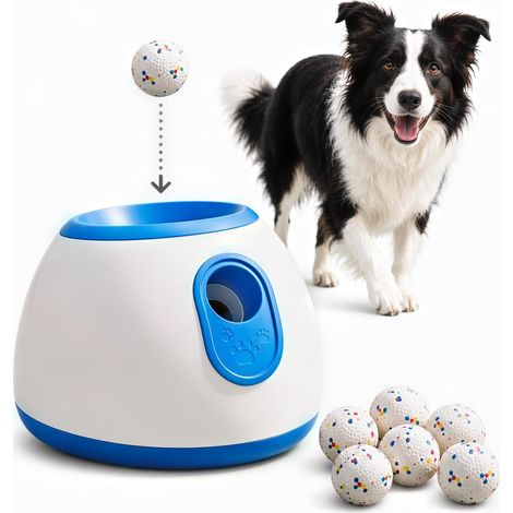 Automatic Tennis Ball Launcher Adjustable 3 Distances for Dogs 3 balls included, suitable for small medium dogs, suitable for indoor and outdoor use, dog training toy (1/5)