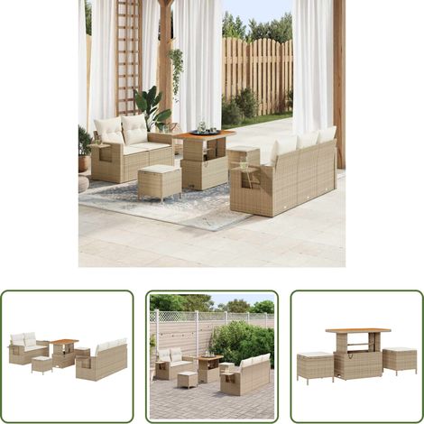 vidaXL Jardin -  Ensemble de canapé de jardin avec coussin 8 pcs Beige polyrotin (1/5)
