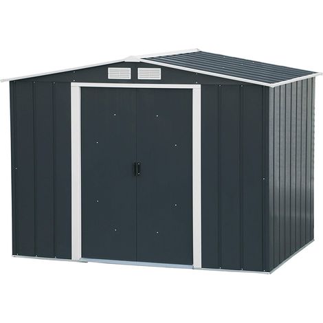 CASETA COBERTIZO METAL JARDIN ECO 8X6 GRIS DURAMAX (1/5)