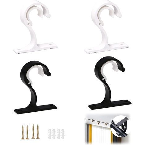 4 Pièces Support Tringle Rideaux Support Pince Porte Rideaux (1/5)