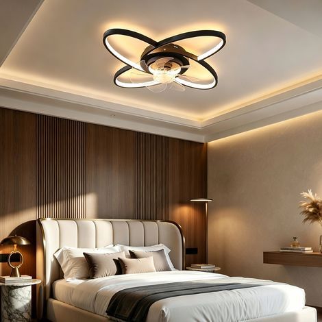Plafonnier ventilateur noir – Contrôle smartphone – 6 vitesses – Pales inversibles – Éclairage variable – Cuisine/salon (1/5)