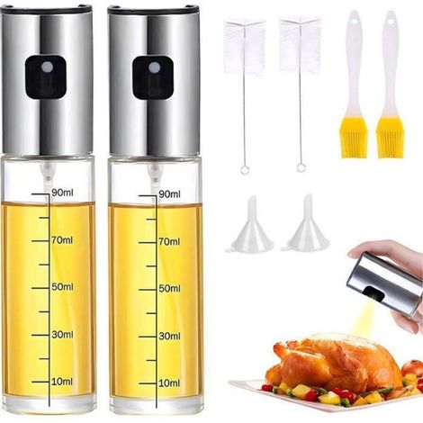 Vaporisateur d'huile d'olive deluxe 8 pièces, buse réglable avec entonnoir, cuisine saine (1/5)